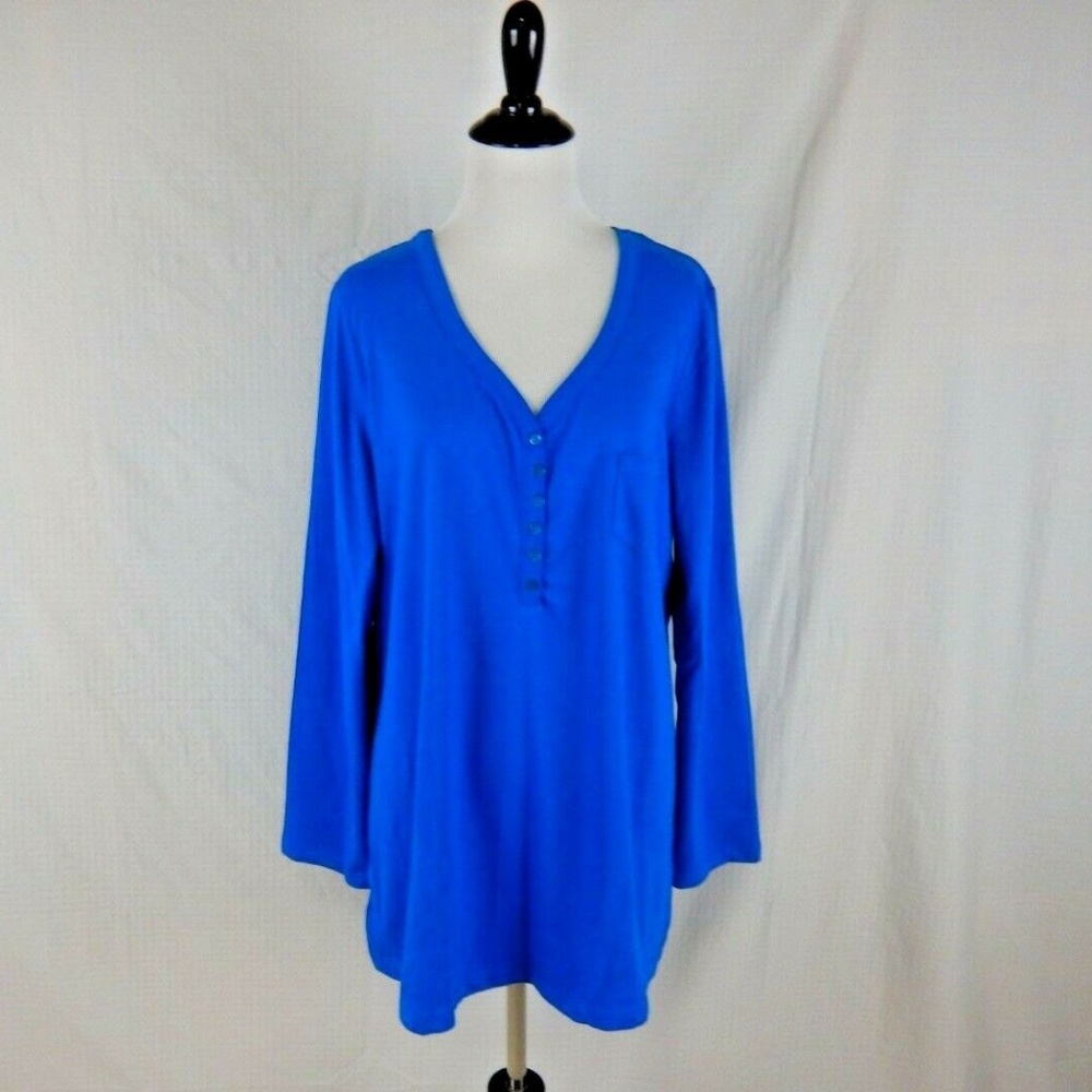 Roaman's Long Sleeve Blue Tee Shirt Size 14 / 16